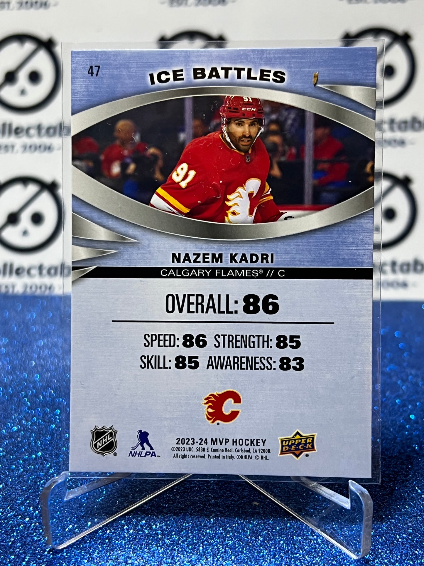 2023-24 UPPER DECK MVP NAZEM KADRI # 47 ICE BATTLES CALGARY FLAMES NHL HOCKEY CARD