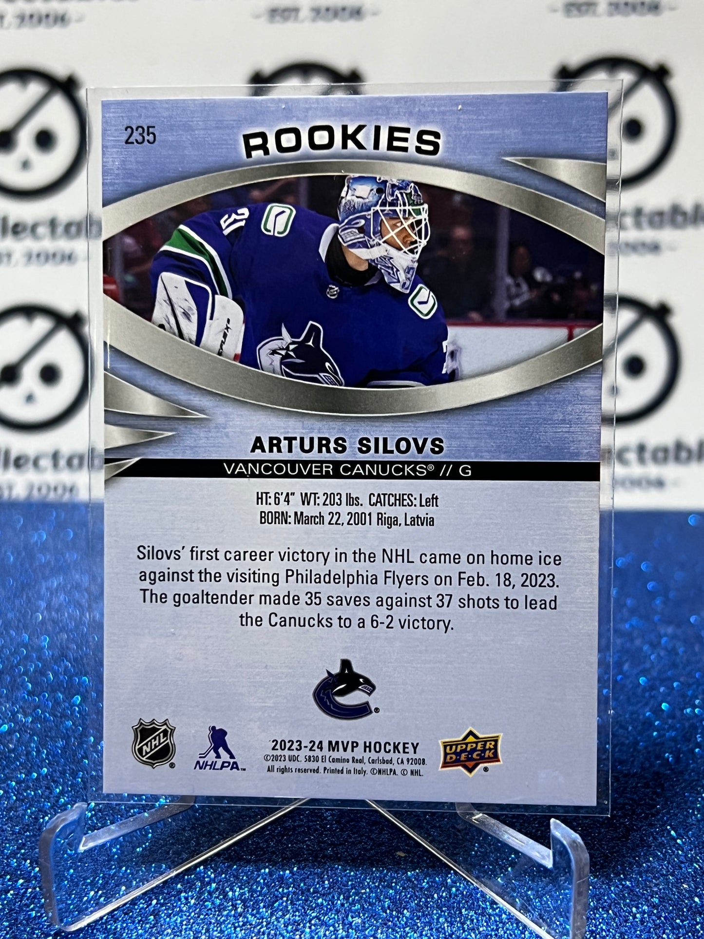 2023-24 UPPER DECK MVP ARTURS SILOVS # 235 ROOKIE VANCOUVER CANUCKS HOCKEY CARD