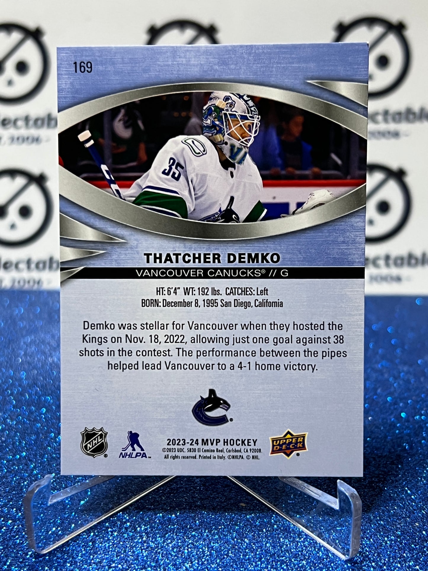 2023-24 UPPER DECK MVP THATCHER DEMKO # 169 VANCOUVER CANUCKS HOCKEY CARD