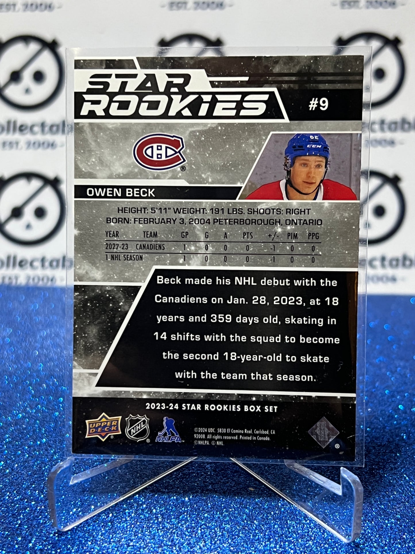 2003-24 UPPER DECK OWEN BECK #9 STAR ROOKIE BLUE PARALLEL MONTREAL CANADIANS HOCKEY CARD