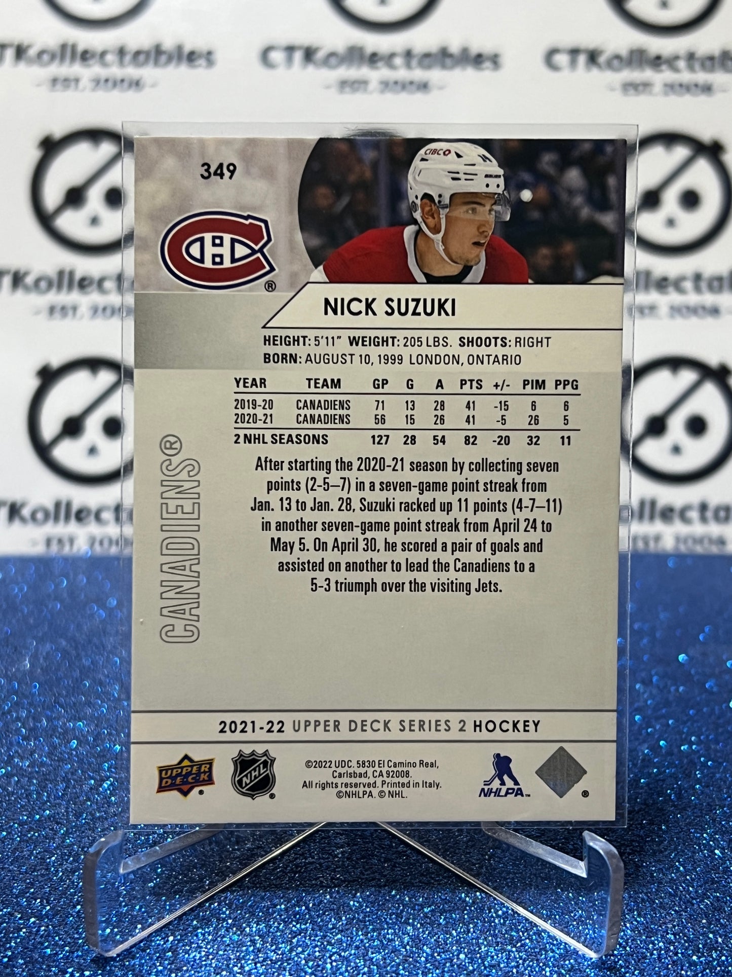2021-22 UPPER DECK NICK SUZUKI # 349 MONTREAL CANADIENS HOCKEY CARD
