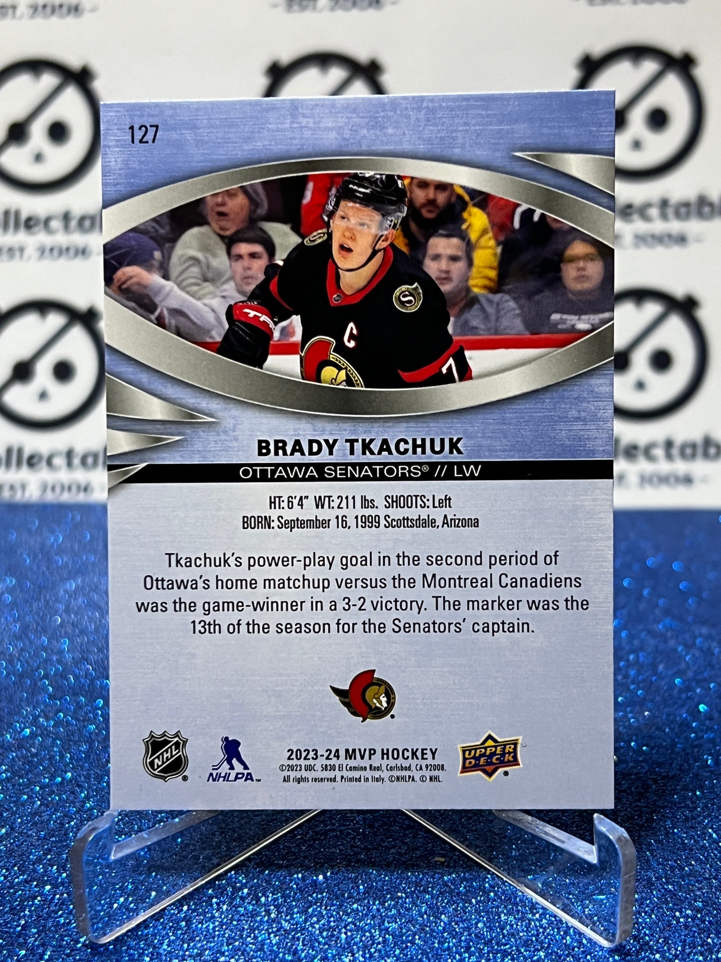 2023-24 UPPER DECK MVP BRADY TKACHUK # 127  OTTAWA SENATORS NHL HOCKEY CARD