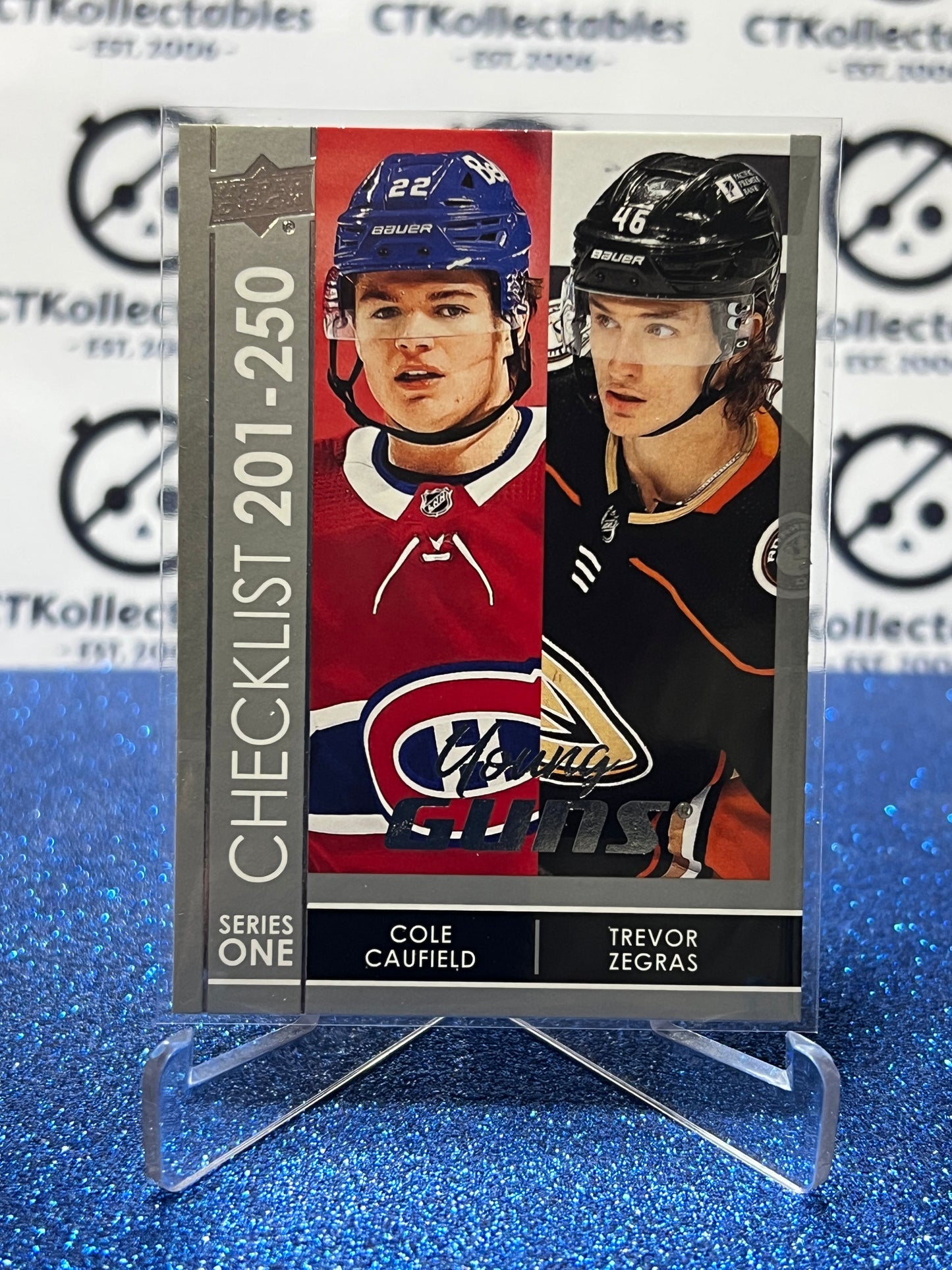 2021-22 UPPER DECK CHECK LIST COLE CAUFIELD / TREVOR ZEGRAS # 250 RC MONTREAL CANADIENS ANAHEIM DUCKS HOCKEY CARD