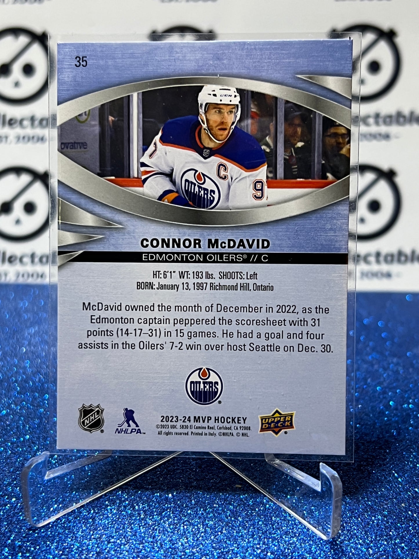 2023-24 UPPER DECK MVP CONNOR McDAVID # 35 EDMONTON OILERS HOCKEY CARD