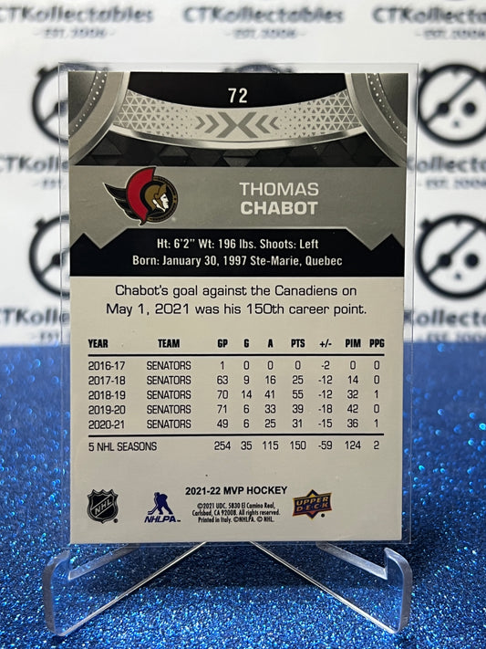 2021-22 UPPER DECK MVP THOMAS CHABOT # 72 SILVER SCRIPT OTTAWA SENATORS HOCKEY CARD