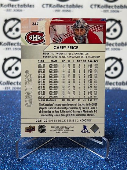 2021-22 UPPER DECK CAREY PRICE #347 MONTREAL CANADIENS HOCKEY CARD