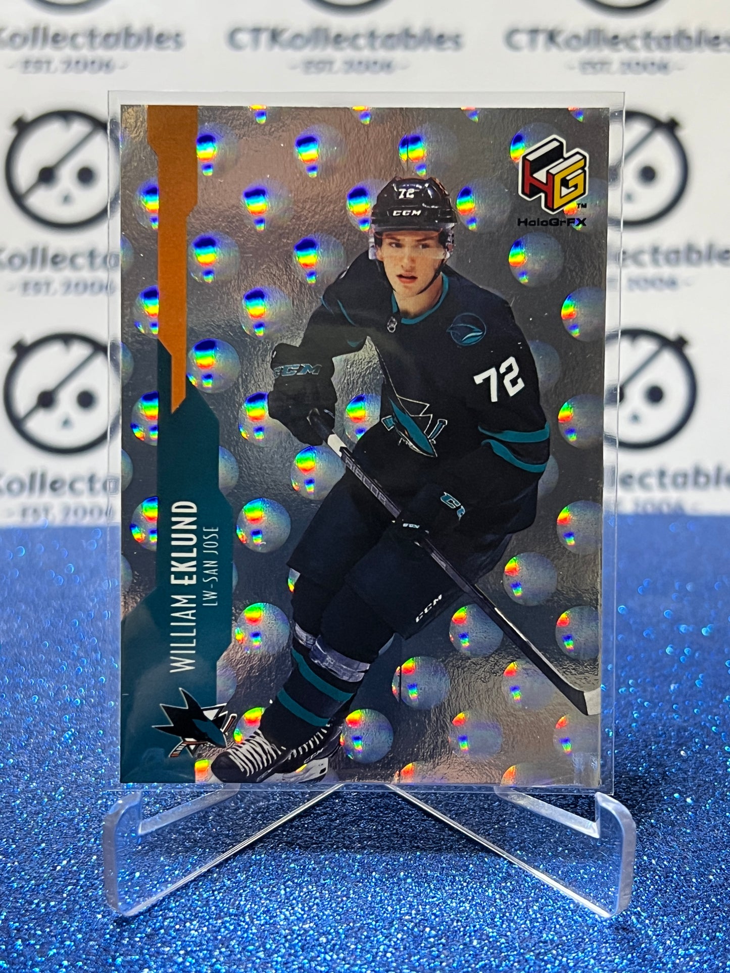 2021-22 UPPER DECK WILLIAM EKLUND # HG-10 RC HoloGrFX SAN JOSE SHARKS HOCKEY CARD