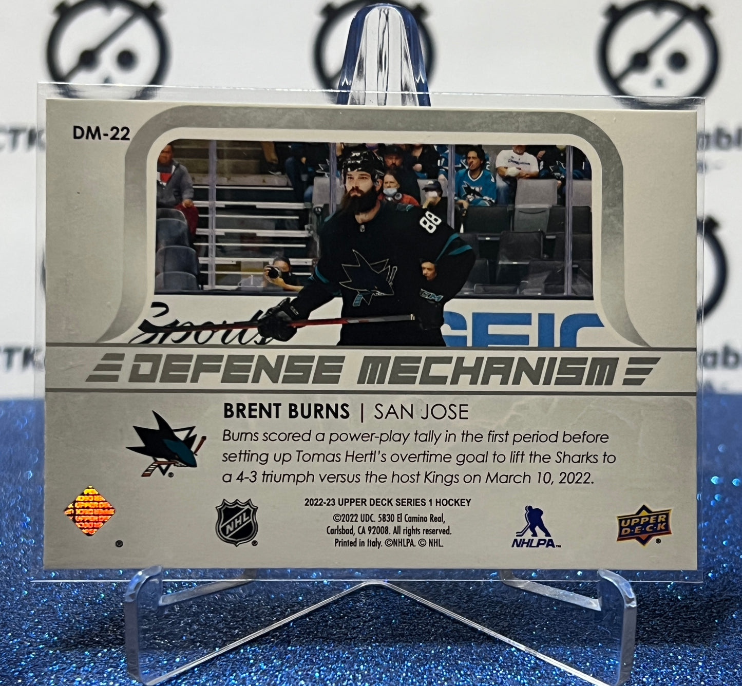 2022-23 UPPER DECK BRENT BURNS # DM-22 DEFENSE MECHANISM SAN JOSE SHARKS HOCKEY CARD