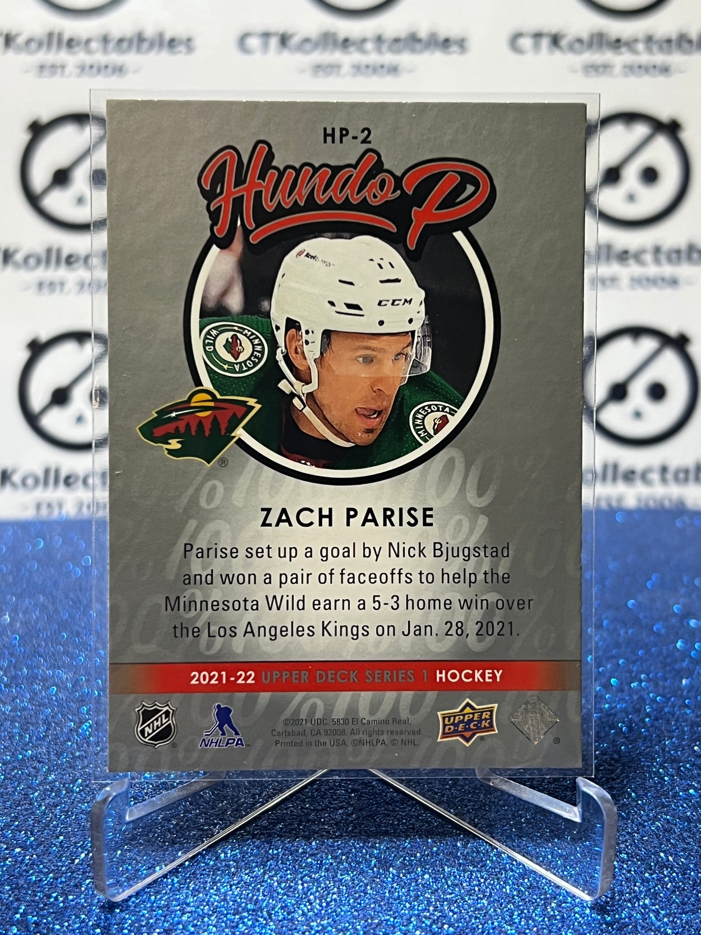 2021-22 UPPER DECK ZACH PARISE # HP-2 HUNDO P MINNESOTA WILD HOCKEY CARD