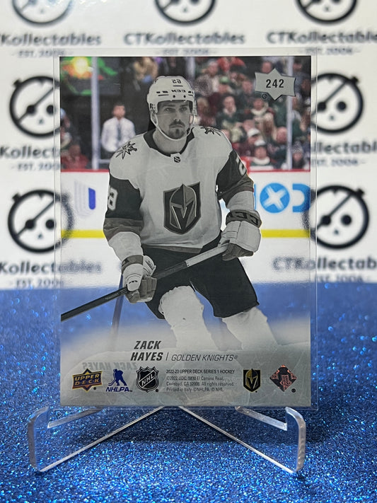 2022-23 UPPER DECK ZACK HAYES # 242 RC TRANSPARENT YOUNG GUNS  VEGAS GOLDEN KNIGHTS HOCKEY CARD