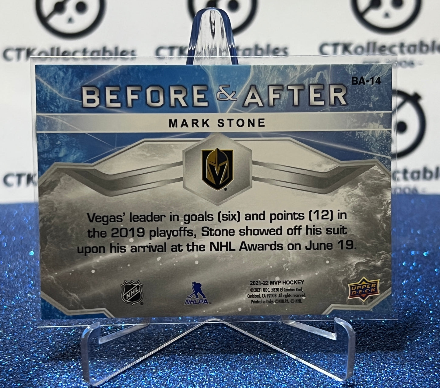 2021-22 UPPER DECK MARK STONE # BA-14 VEGAS GOLDEN KNIGHTS HOCKEY CARD