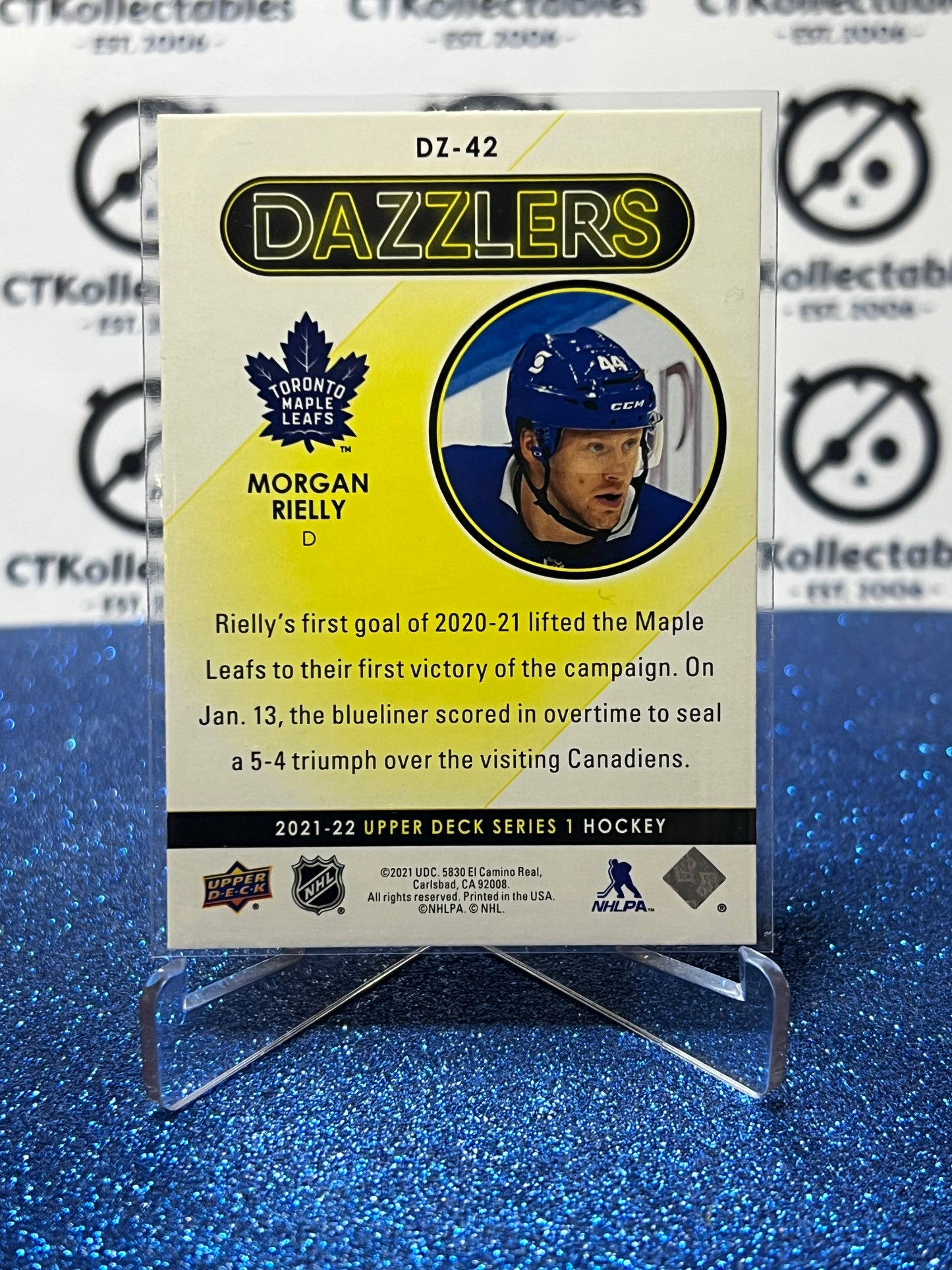 2021-22 UPPER DECK MORGAN RIELLY # DZ-42 DAZZLERS TORONTO MAPLE LEAFS HOCKEY CARD