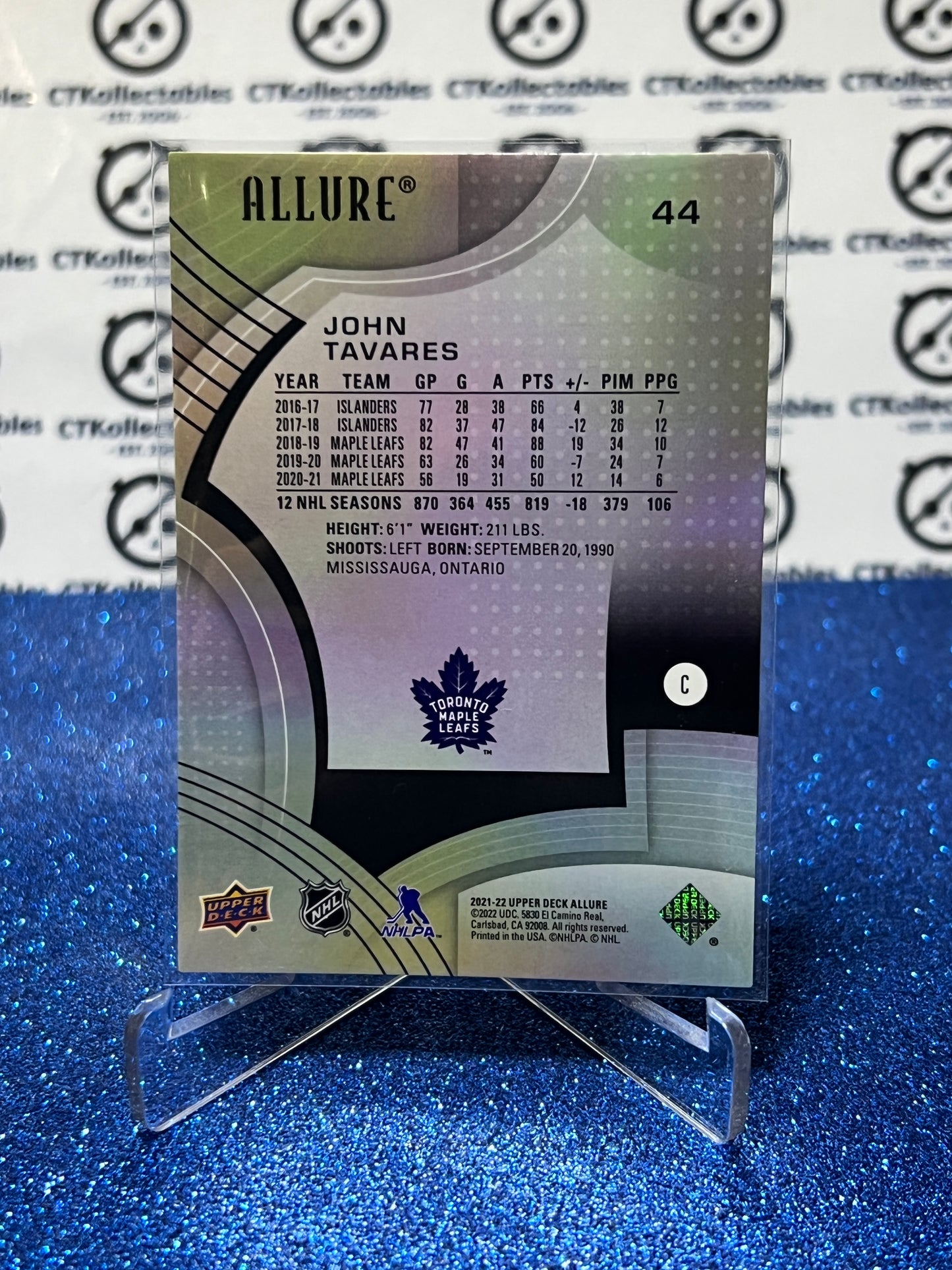 2021-22 UPPER DECK ALLURE JOHN TAVARES # 44 TORONTO MAPLE LEAFS NHL HOCKEY CARD