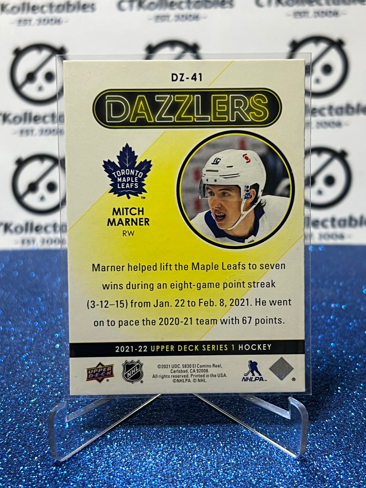 2021-22 UPPER DECK MITCH MARNER # DZ-41 DAZZLERS TORONTO MAPLE LEAFS HOCKEY CARD