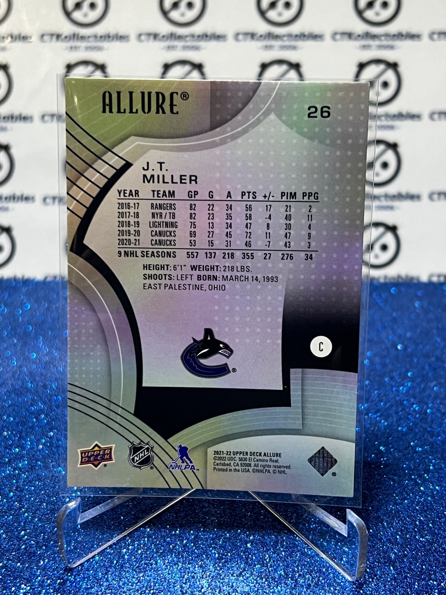 2021-22 UPPER DECK ALLURE L.T. MILLER # 26 RED RAINBOW AUTO VANCOUVER CANUCKS NHL HOCKEY CARD