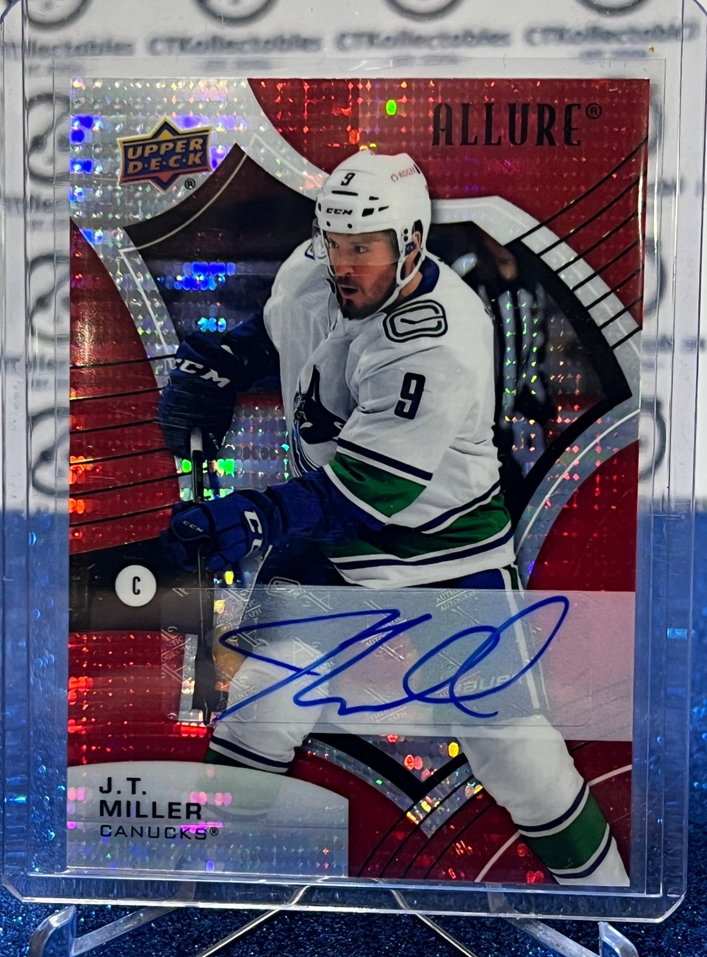 2021-22 UPPER DECK ALLURE L.T. MILLER # 26 RED RAINBOW AUTO VANCOUVER CANUCKS NHL HOCKEY CARD