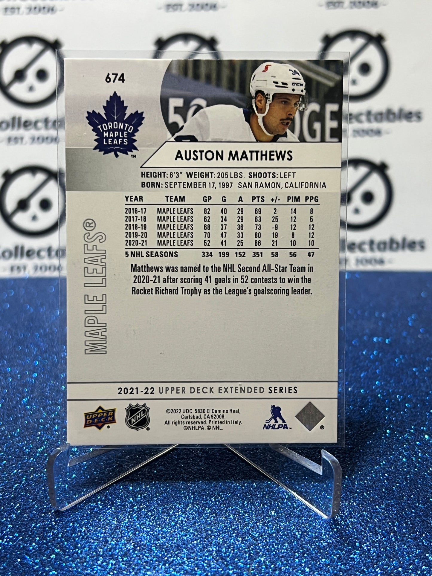2021-22 UPPER DECK AUSTON MATTHEWS # 674 TORONTO MAPLE LEAFS HOCKEY CARD