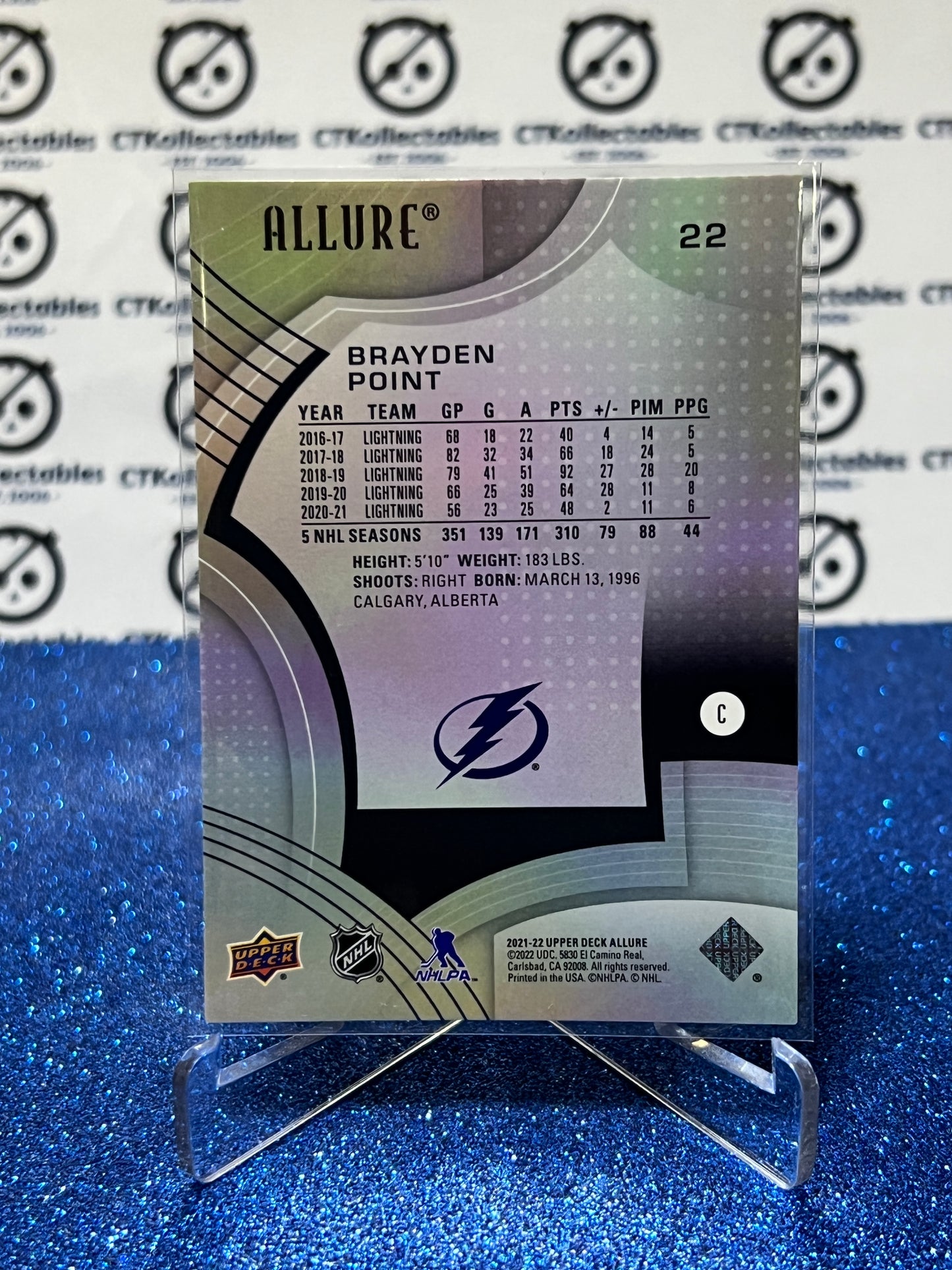 2021-22 UPPER DECK ALLURE BRAYDEN POINT # 22 TAMPA BAY LIGHTNING  NHL HOCKEY CARD