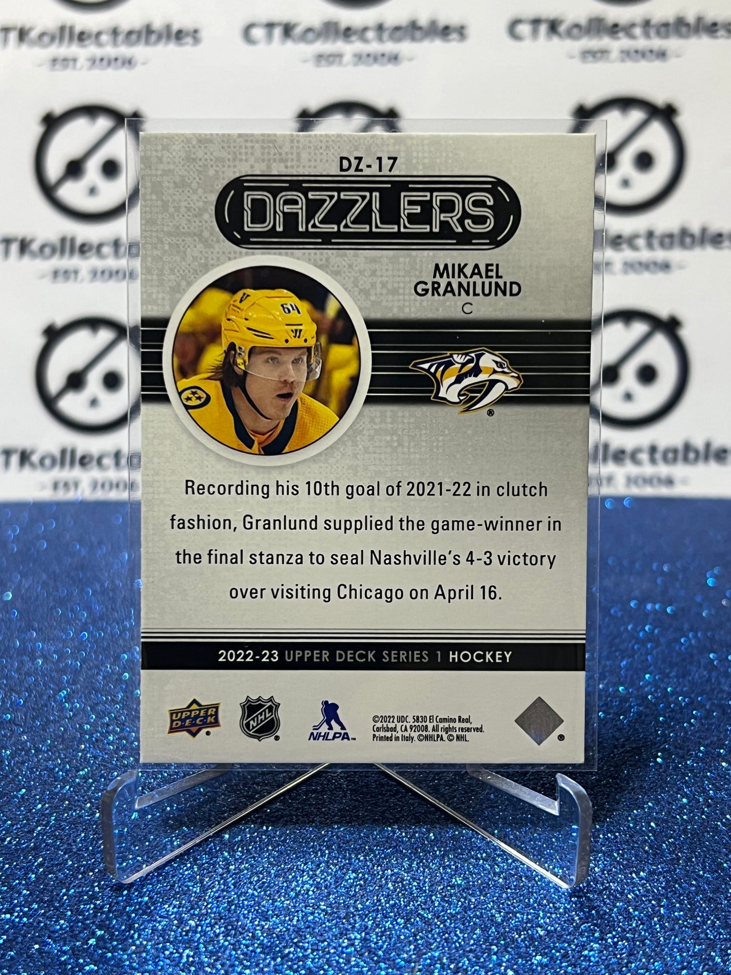 2022-23 UPPER DECK MIKAEL GRANLUND # DZ-17 DAZZLERS NASHVILLE PREDATORS HOCKEY CARD