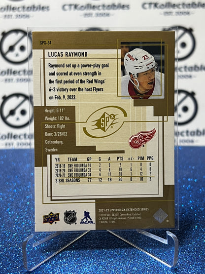 2021-22 UPPER DECK LUCAS RAYMOND # SPX-34 RC DETROIT RED WINGS HOCKEY CARD