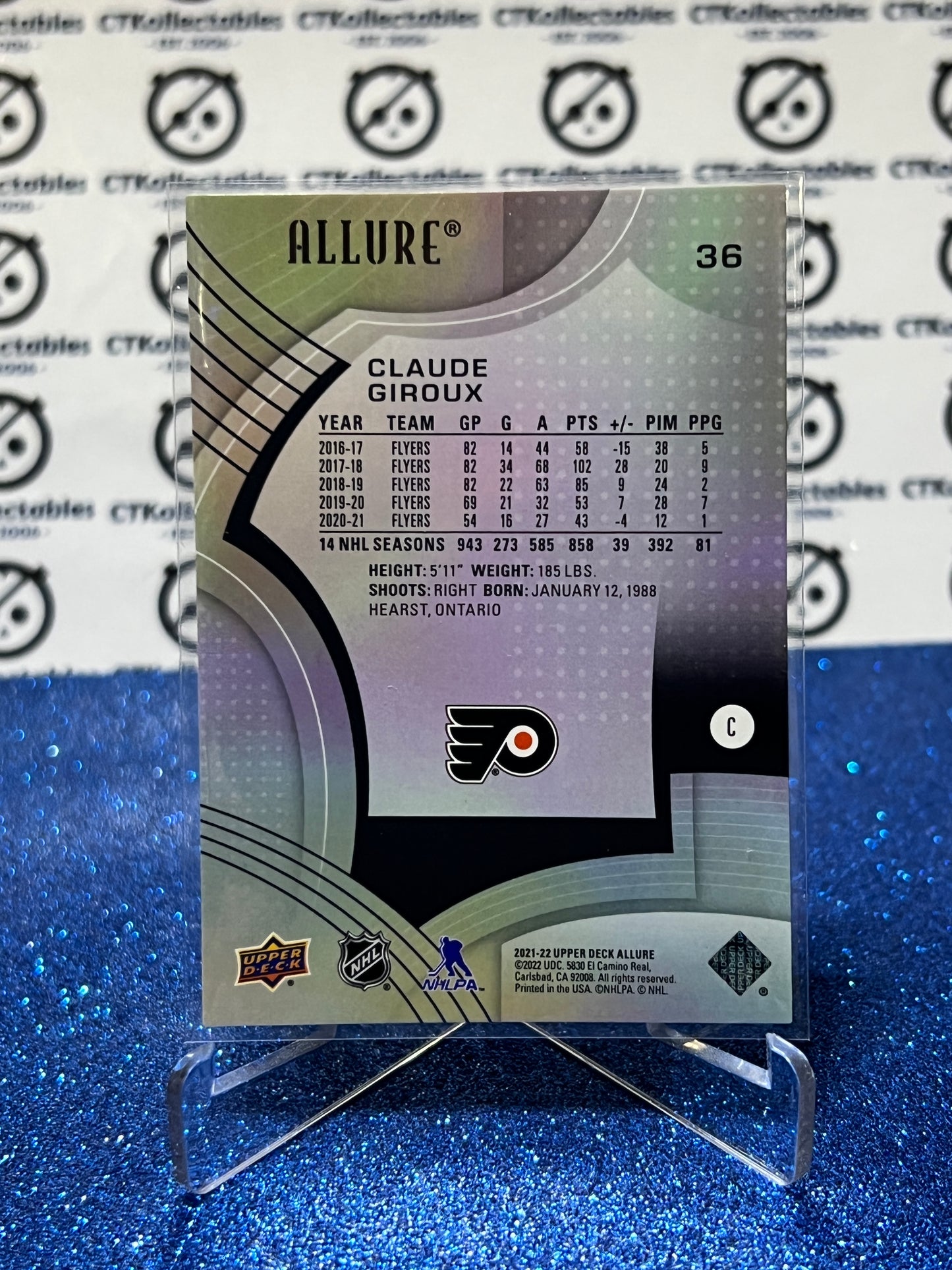 2021-22 UPPER DECK ALLURE CLAUDE GIROUX # 36 PHILADELPHIA FLYERS NHL HOCKEY CARD