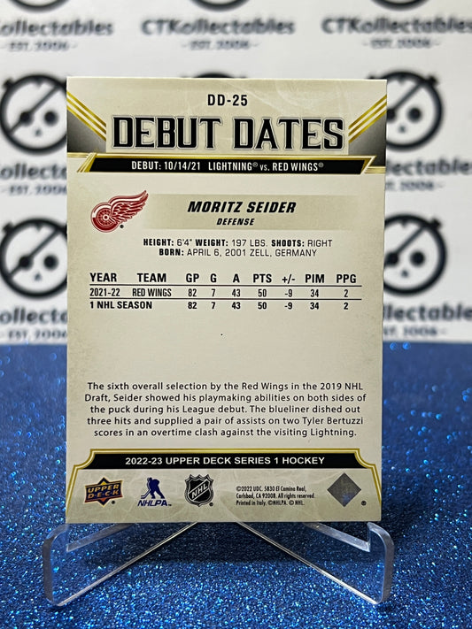 2022-23 UPPER DECK MORITZ SEIDER # DD-25  DEBUT DATES DETROIT RED WINGS HOCKEY CARD