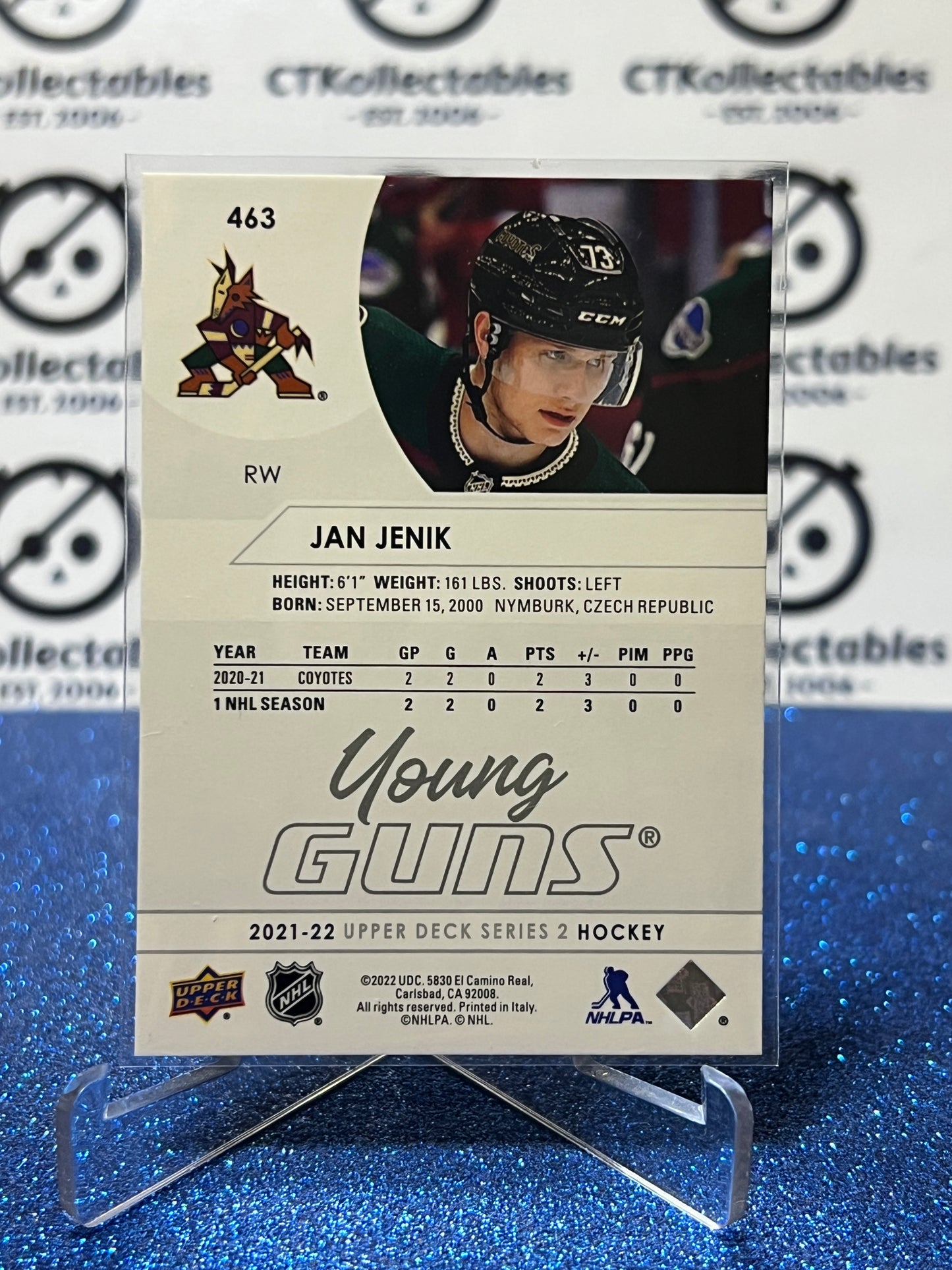 2021-22 UPPER DECK JAN JENIK # 463 YOUNG GUNS  RC ARIZONA COYOTES HOCKEY CARD