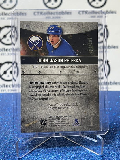 2021-22 SKYBOX METAL JOHN-JASON PETERKA # 186 RC AUTO /299 BUFFALO SABRES HOCKEY CARD