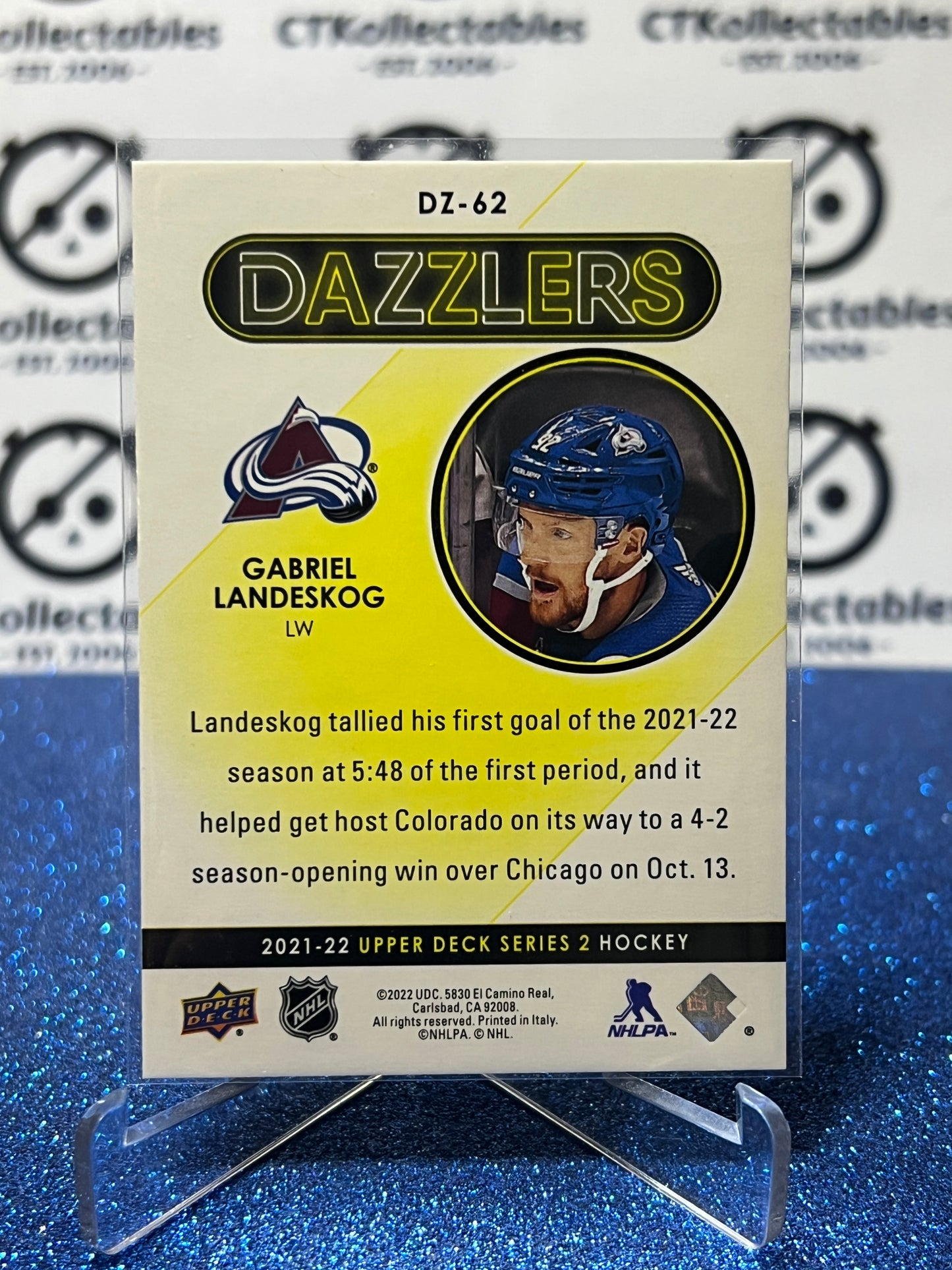 2021-22 UPPER DECK GABRIEL LANDESKOG  # DZ-62 DAZZLERS COLORADO AVALANCHE HOCKEY CARD