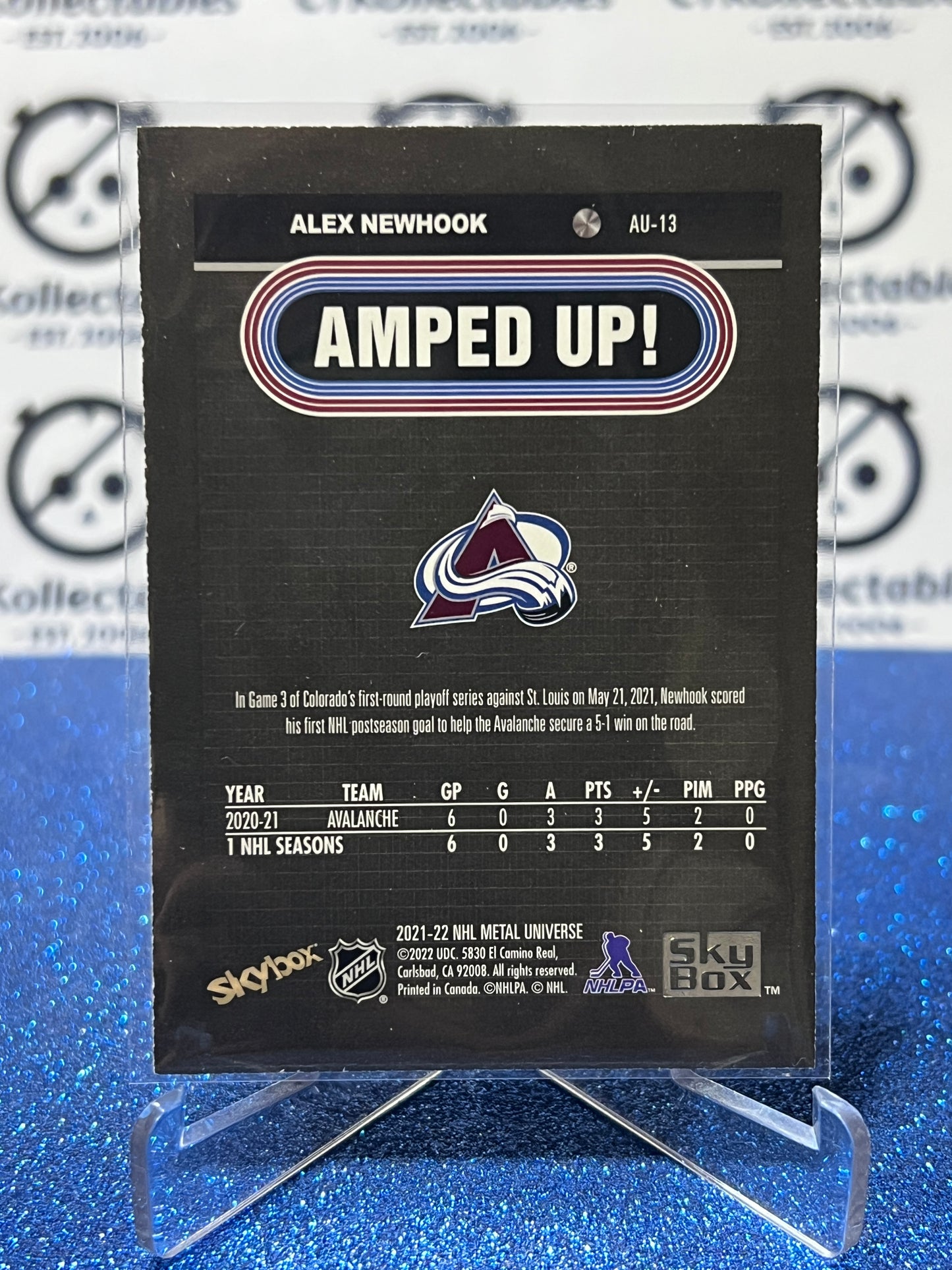 2021-22 SKYBOX ALEX NEWHOOK # AU-13 AMPED UP COLORADO AVALANCHE HOCKEY CARD