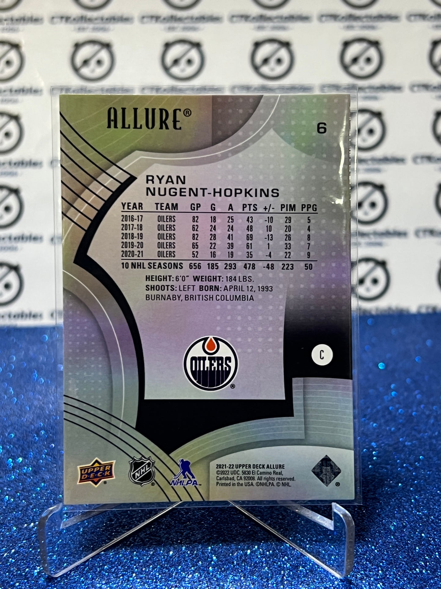 2021-22 UPPER DECK ALLURE RYAN NUGENT-HOPKINS # 6 EDMONTON OILERS NHL HOCKEY CARD