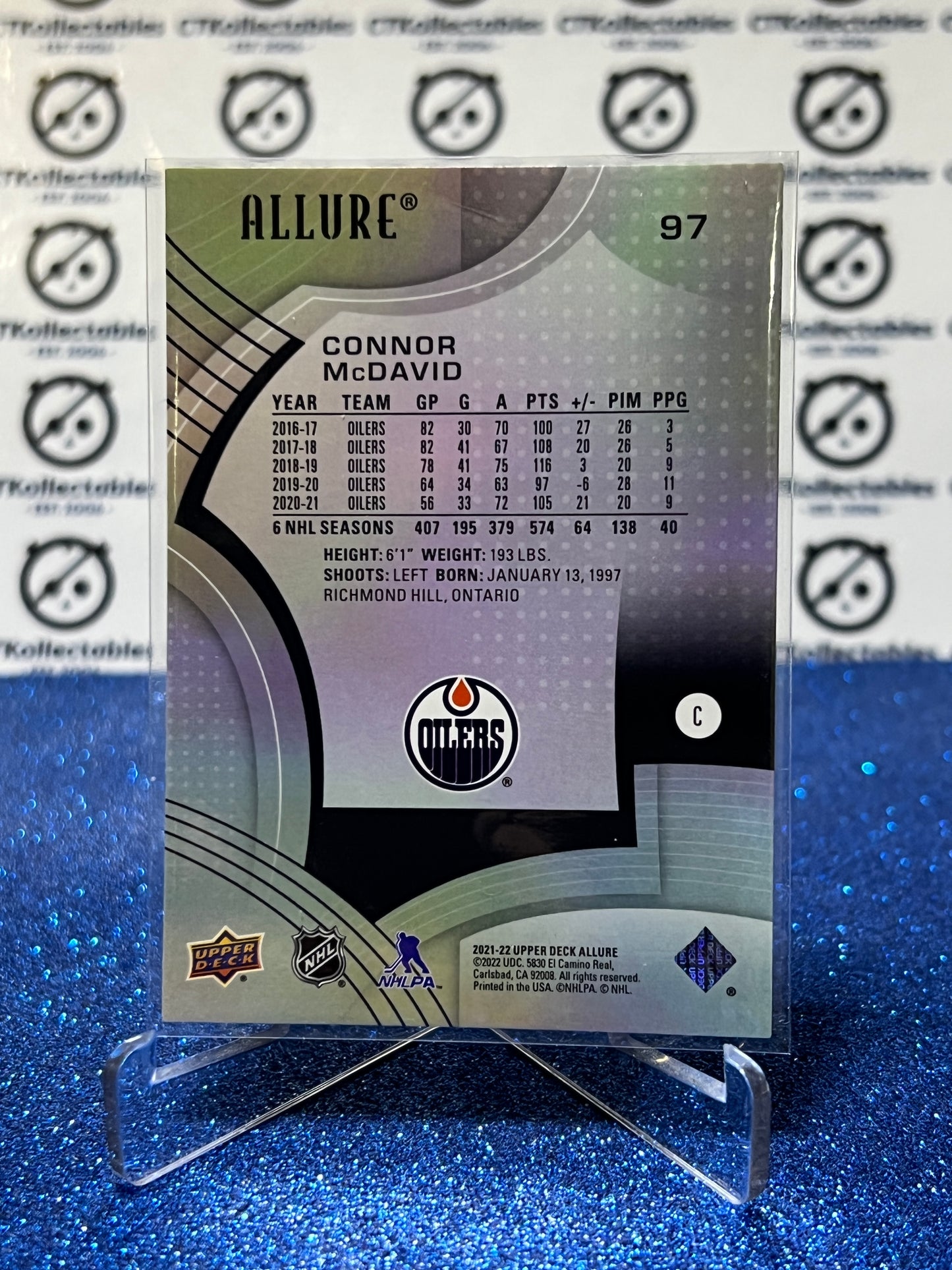 2021-22 UPPER DECK ALLURE CONNOR McDAVID # 97 EDMONTON OILERS NHL HOCKEY CARD