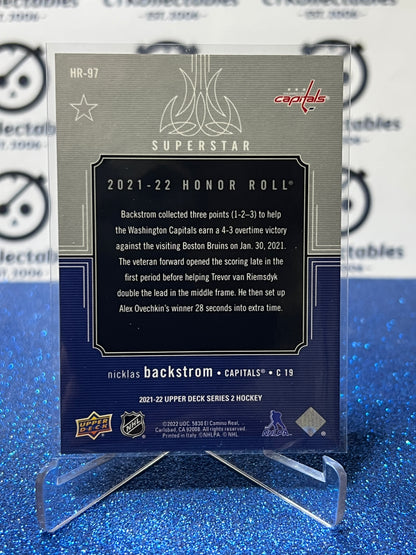 2021-22 UPPER DECK NICKLAS BACKSTROM # HR-97 HONOR ROLL WASHINGTON CAPITALS HOCKEY CARD