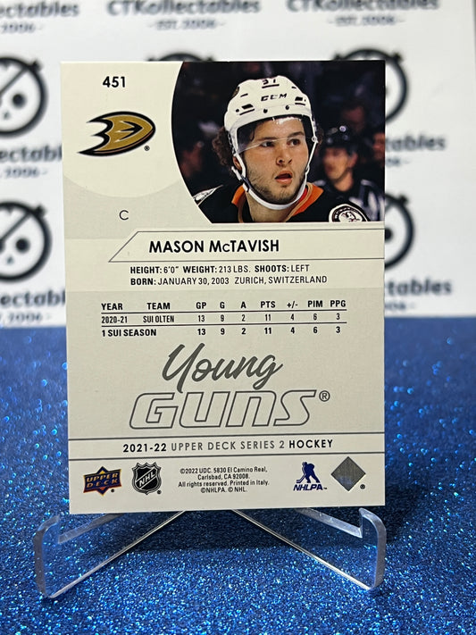 2021-22 UPPER DECK MASON McTAVISH # 451 RC YOUNG GUNS ANAHEIM DUCKS CARD