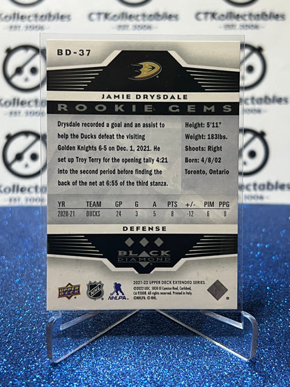 2021-22 UPPER DECK JAMIE DRYSDALE # BD-37 RC BLACK DIAMOND ANAHEIM DUCKS HOCKEY CARD