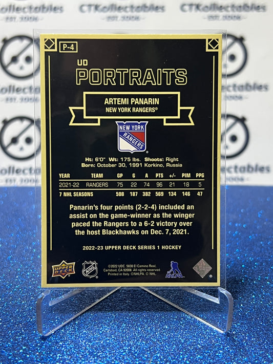 2022-23 UPPER DECK ARTEMI PANARIN # P-4  PORTRAITS NEW YORK RANGERS HOCKEY CARD