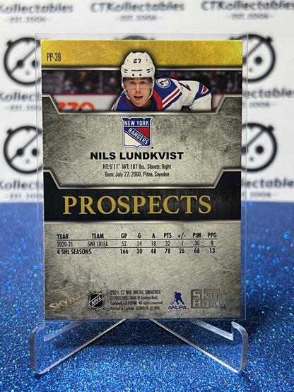 2021-22 SKYBOX NILS LUNDKVIST # PP-39 PROSPECTS RC NEW YORK RANGERS HOCKEY CARD