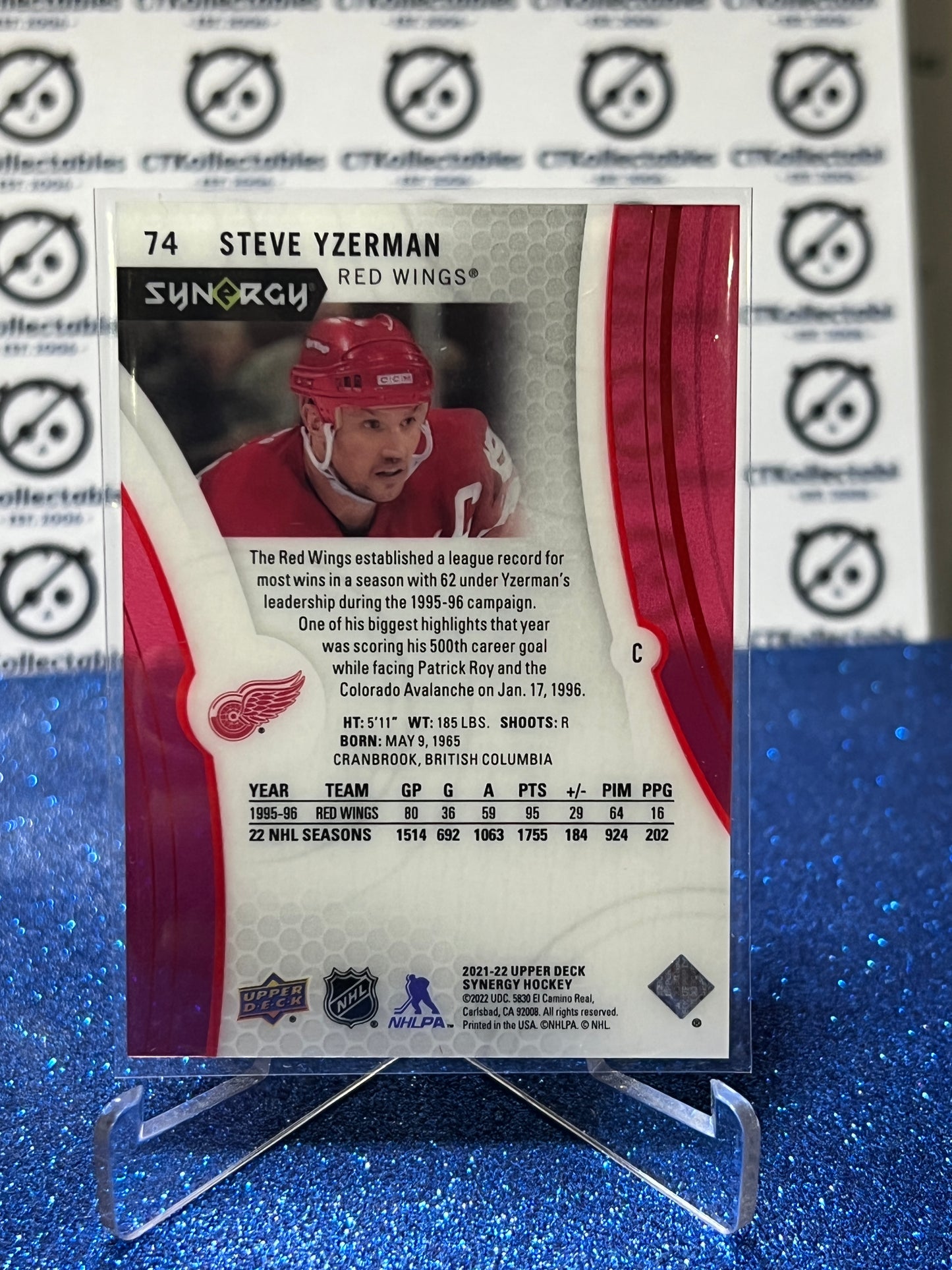 2021-22 UPPER DECK SYNERGY STEVE YZERMAN # 74  DETROIT RED WINGS NHL HOCKEY CARD