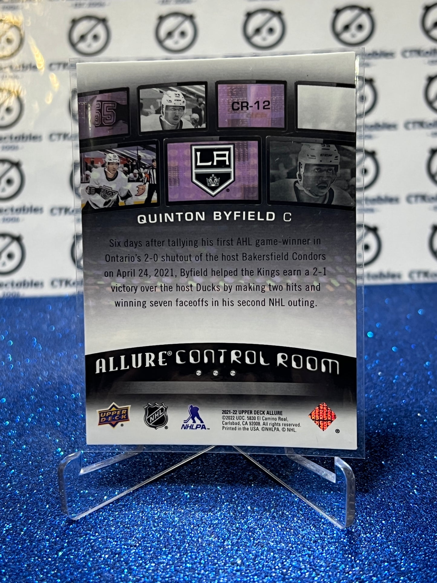 2021-22 UPPER DECK ALLURE QUINTON BYFIELD # CR-12 ROOKIE LA KINGS NHL HOCKEY CARD