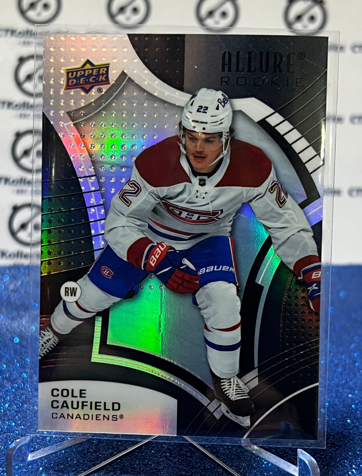 2021-22 UPPER DECK ALLURE COLE CAUFIELD # 101 BLACK RAINBOW ROOKIE MONTREAL CANADIENS HOCKEY CARD