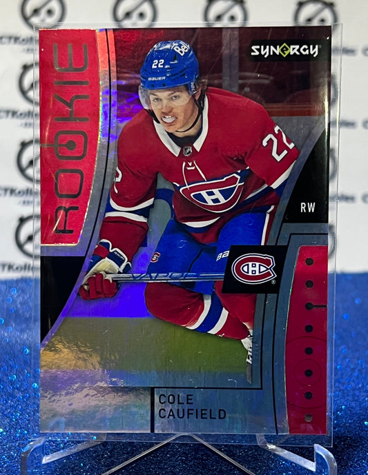 2021-22 UPPER DECK SYNERGY COLE CAUFIELD # 99 RED BOUNTY ROOKIE MONTREAL CANADIENS HOCKEY CARD