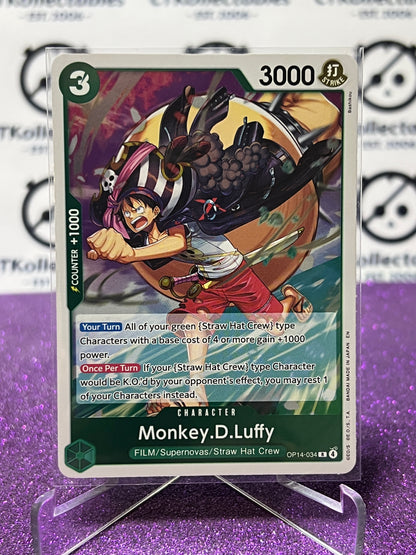 ONE PIECE THE AZURE SEA'S SEVEN MONKEY.D.LUFFY # OP14-034 R FOIL ENGLISH TRADING GAME CARD 2026