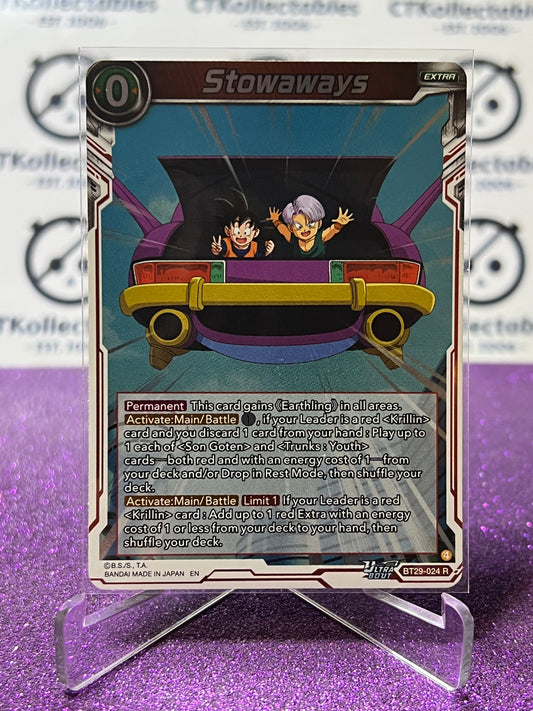 DRAGON BALL SUPER FEARSOME RIVALS STOWAWAYS # BT29-024 R FOIL GAME CARD 2026