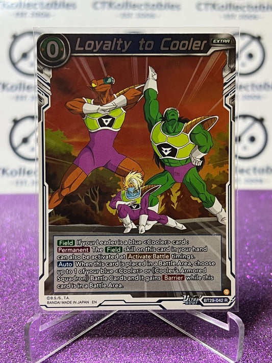 DRAGON BALL SUPER FEARSOME RIVALS LOYALTY TO COOLER # BT29-042 R FOIL GAME CARD 2026