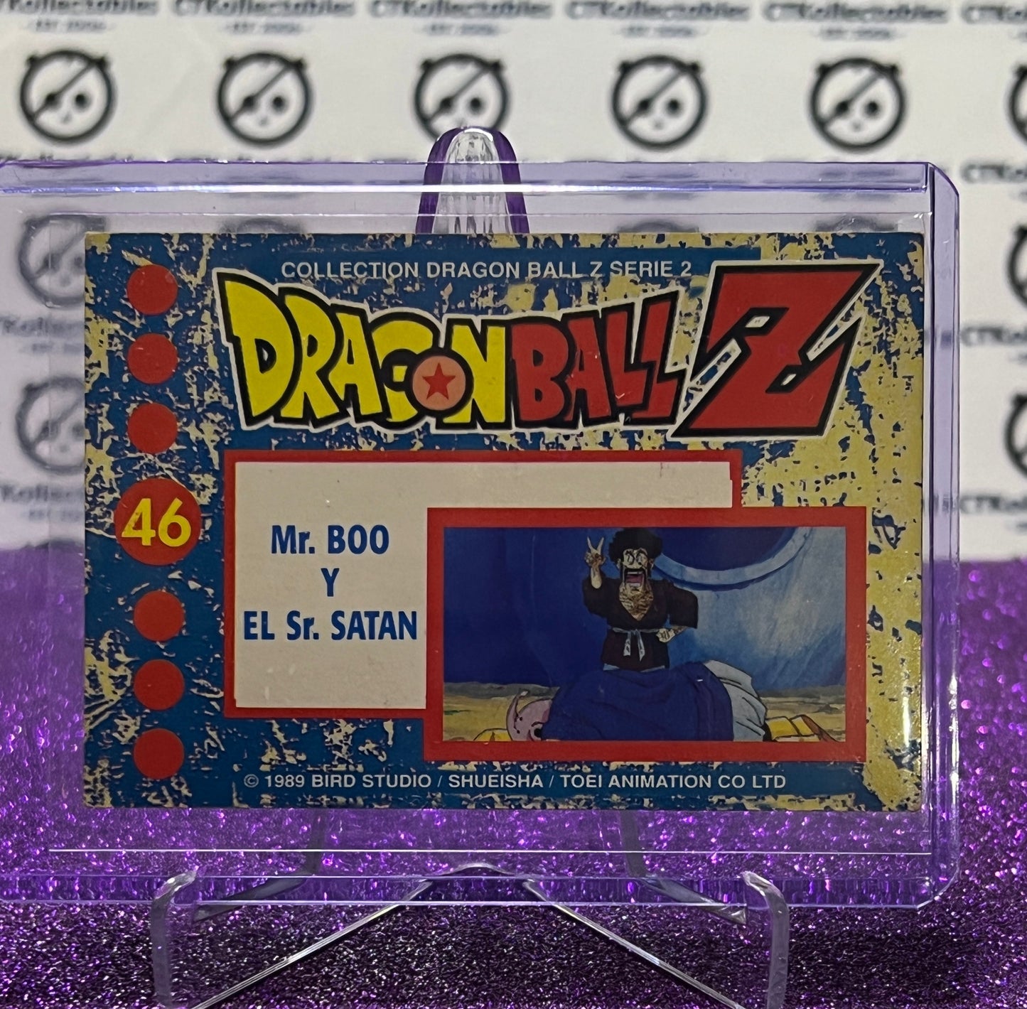 1989 DRAGON BALL Z MR. BOO Y EL SR. SATAN # 46  GAME WORN SILVER SERIE 2 DRAGONBALL CARD