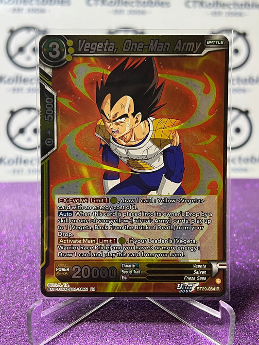 DRAGON BALL SUPER FEARSOME RIVALS VEGETA,ONE-MAN ARMY # BT29-064 R FOIL GAME CARD 2026
