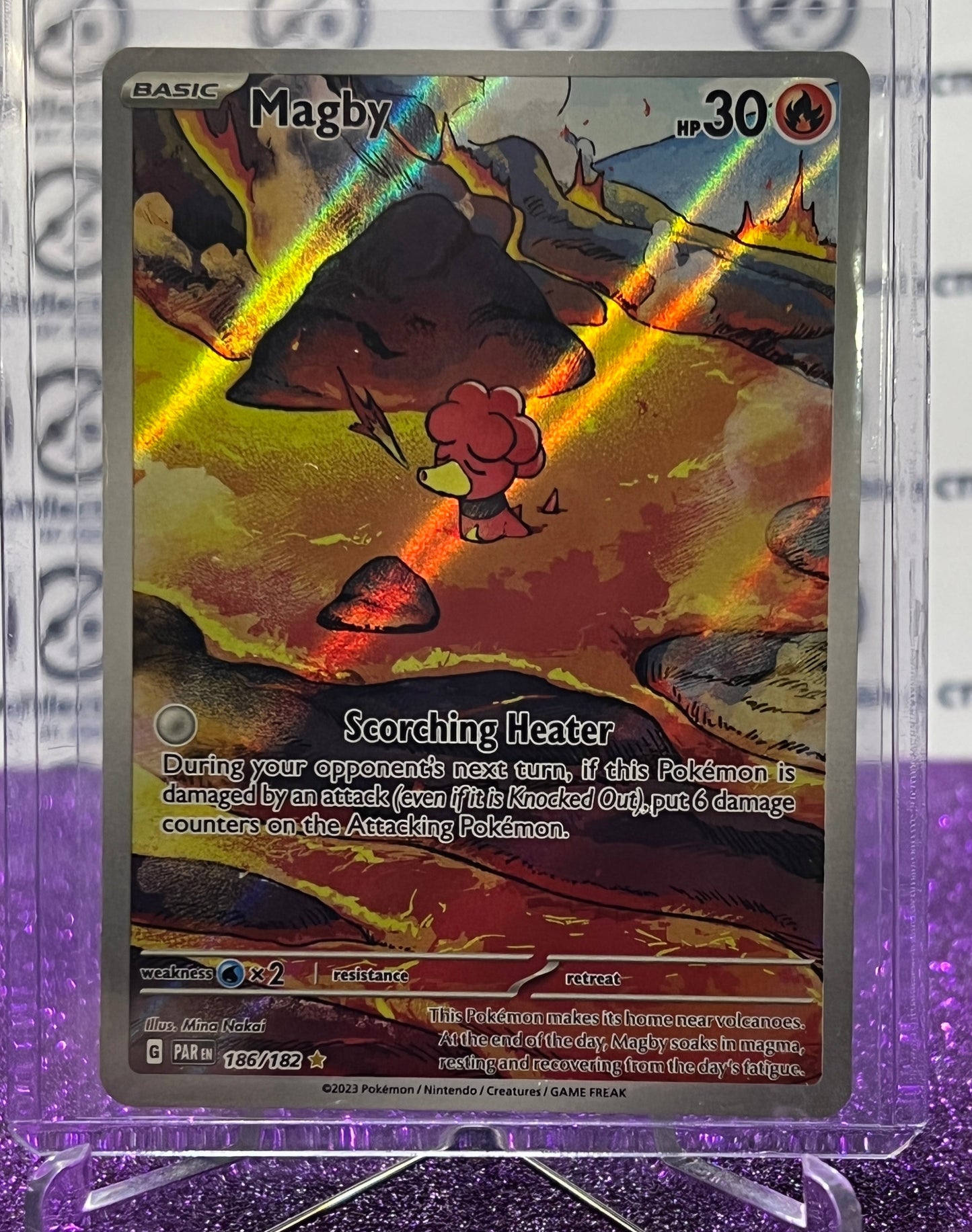 2023 SCARLET & VIOLET PARADOX RIFT POKEMON CARD MAGBY # 186/182 FULL ART