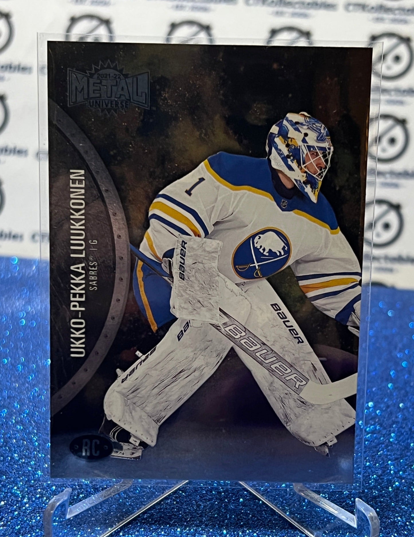 2021-22 SKYBOX METAL UKKO-PEKKA LUUKKONEN # 158  ROOKIE BUFFALO SABRES NHL HOCKEY CARD