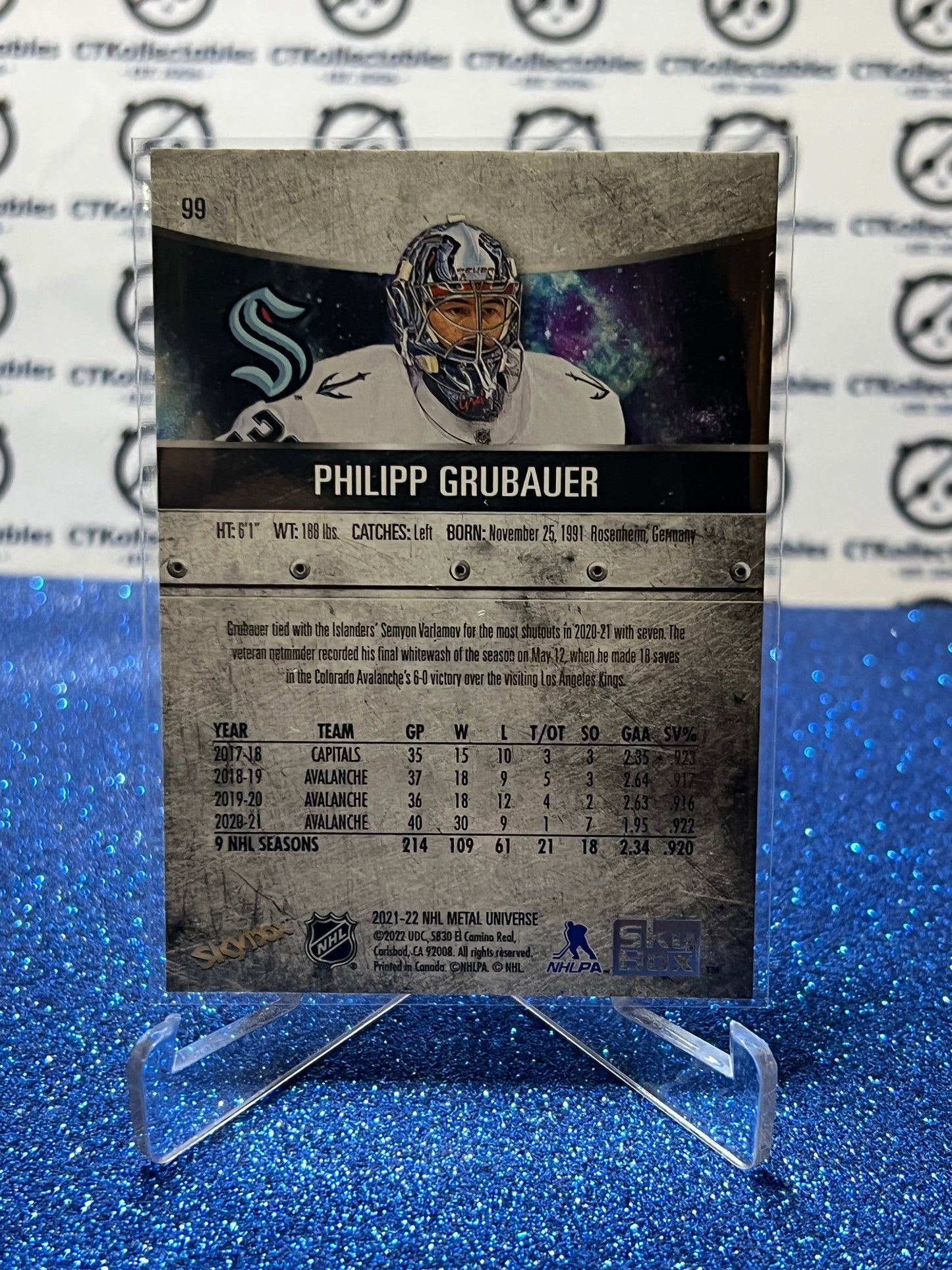 2021-22 SKYBOX METAL PHILIPP GRUBAUER # 99 SEATTLE KRAKEN NHL HOCKEY CARD