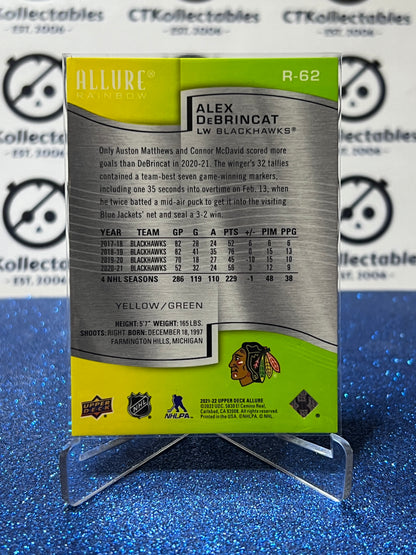 2021-22 UPPER DECK ALLURE ALEX DEBRINCAT # R-62 YELLOW/GREEN CHICAGO BLACKHAWKS NHL HOCKEY CARD